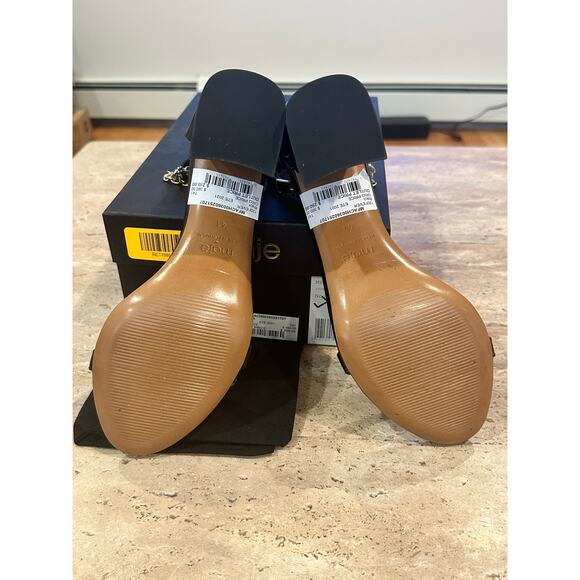 NEW Maje Black Medium Heel With Gold-tone Chain Sandals size 41 - Picture 6 of 10